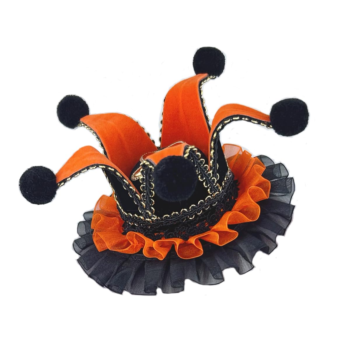 BPURB Women Lolita Circus Clown Hat Jester Mini Top Hat Halloween Costume Headband for Carnival Cosplay Party