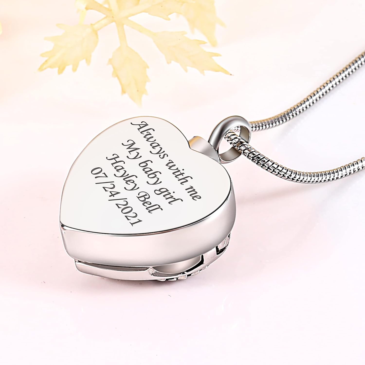 Bivei Necklace for Ashes, Personalized Urn Necklace Photo Heart Lockets for Women Men, Human Pet Ashes Memorial Keepsake Jewelry Pendant