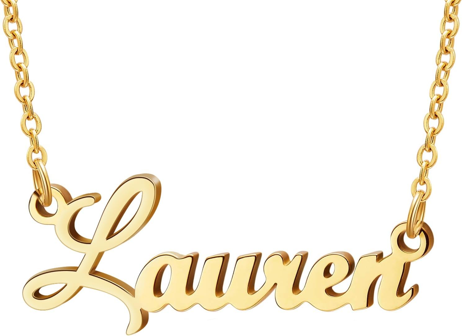 Ldurian Custom Name Necklace, Personalized Name Plate Pendant Necklace Pre Gifts, Charm Pre-made Jewelry for Mom Mama Birthday Anniversary