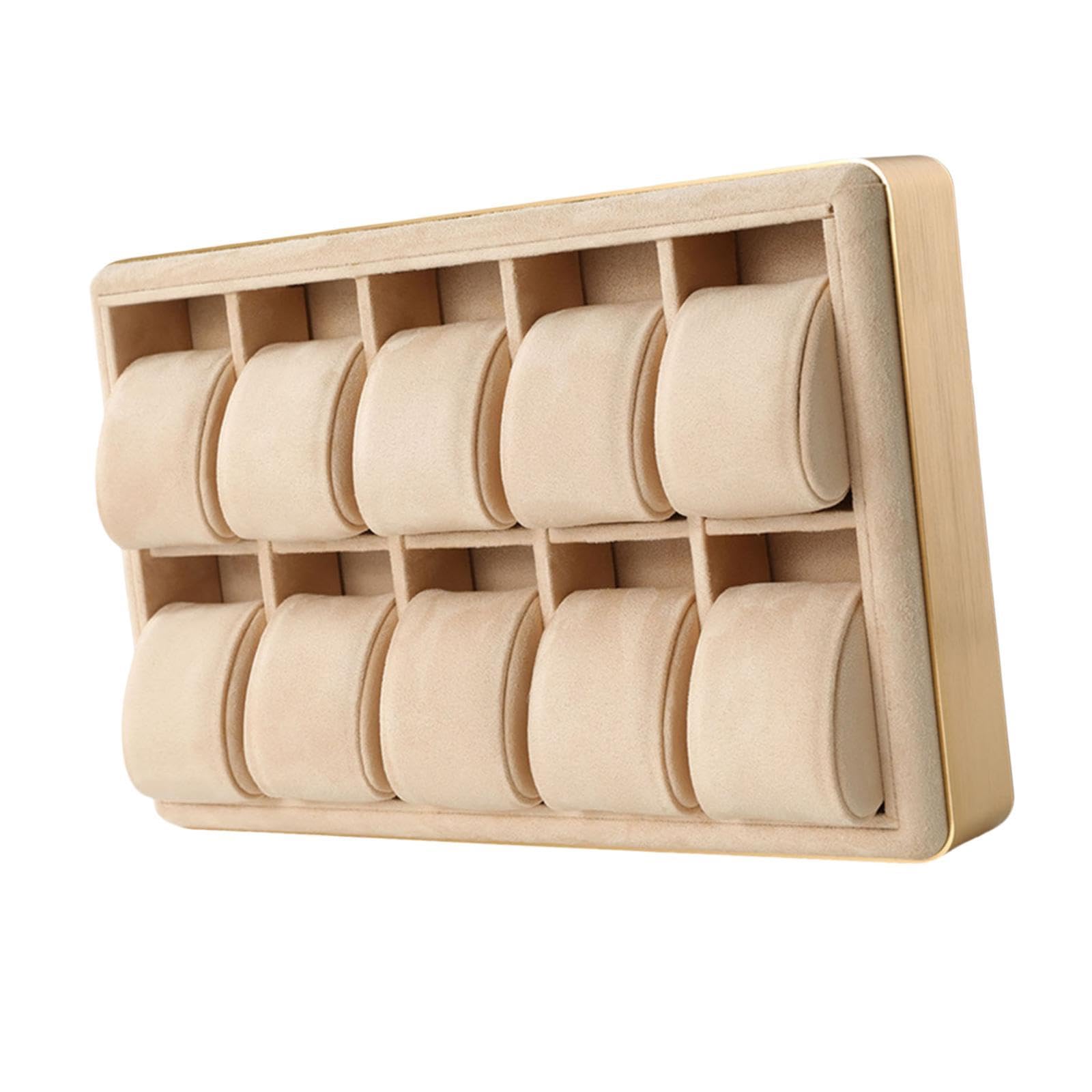 Bandeja para Relojes Y Joyas, con 10 Compartimentos, de Aleación de Aluminio. Organizador para Guardar Relojes Y Coleccionar, Ideal para El Hogar, Tan, Caqui, universal