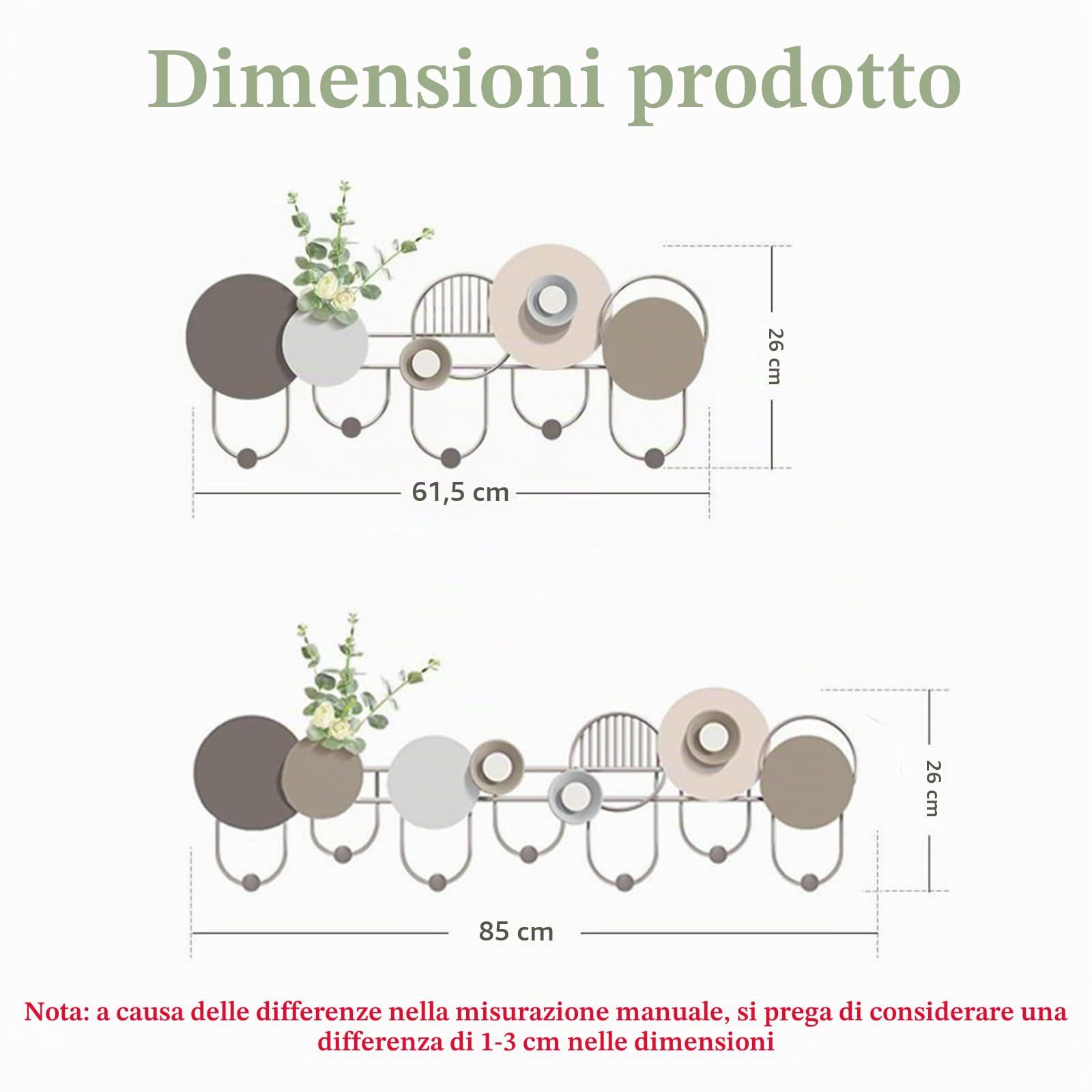 Attaccapanni da Muro Moderno,Appendiabiti da Parete,Attaccapanni da Parete con Ganci,Appendiabiti da Parete Bianco,Metallo,Decorazione della di Casa,per Mobili E Accessori