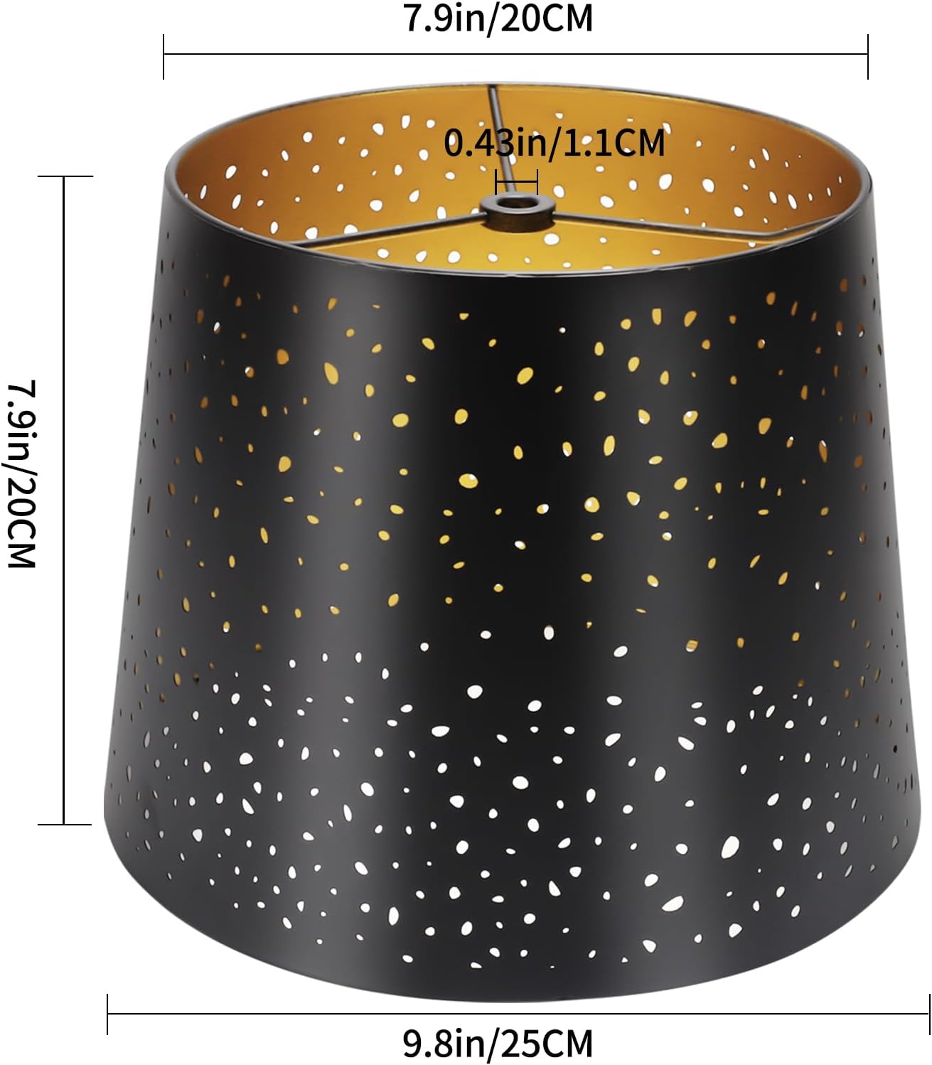 Metal LampShade 7.9x9.8x7.9 inch Set of 2, Replacement Barrel Lamp Shade for Table Lamp, with pattern Sparkle Stars