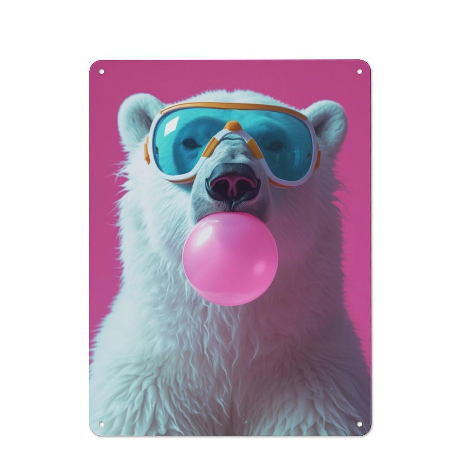 Junmoney Polar Bear Bubblegum Retro Tin Sign 40X30cm For Garden Room Or Summerhouse, A Housewarming Gift For Garden Room Decor Fans