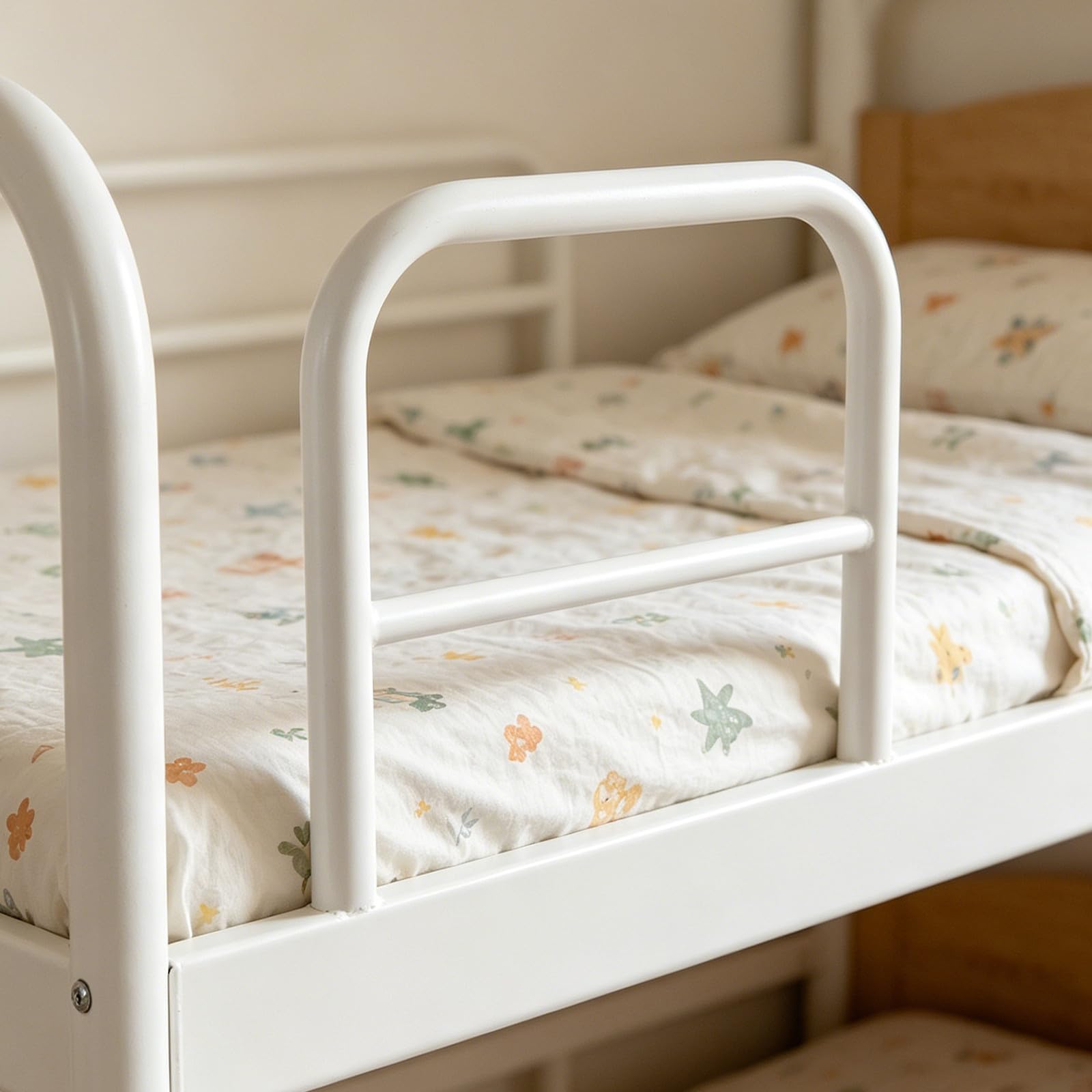 Barandilla de Seguridad para Cama Barra Protectora de Hierro, Diseño Transparente y Apertura Lateral para Prevención de Caídas Hogar y Dormitorios Compartidos