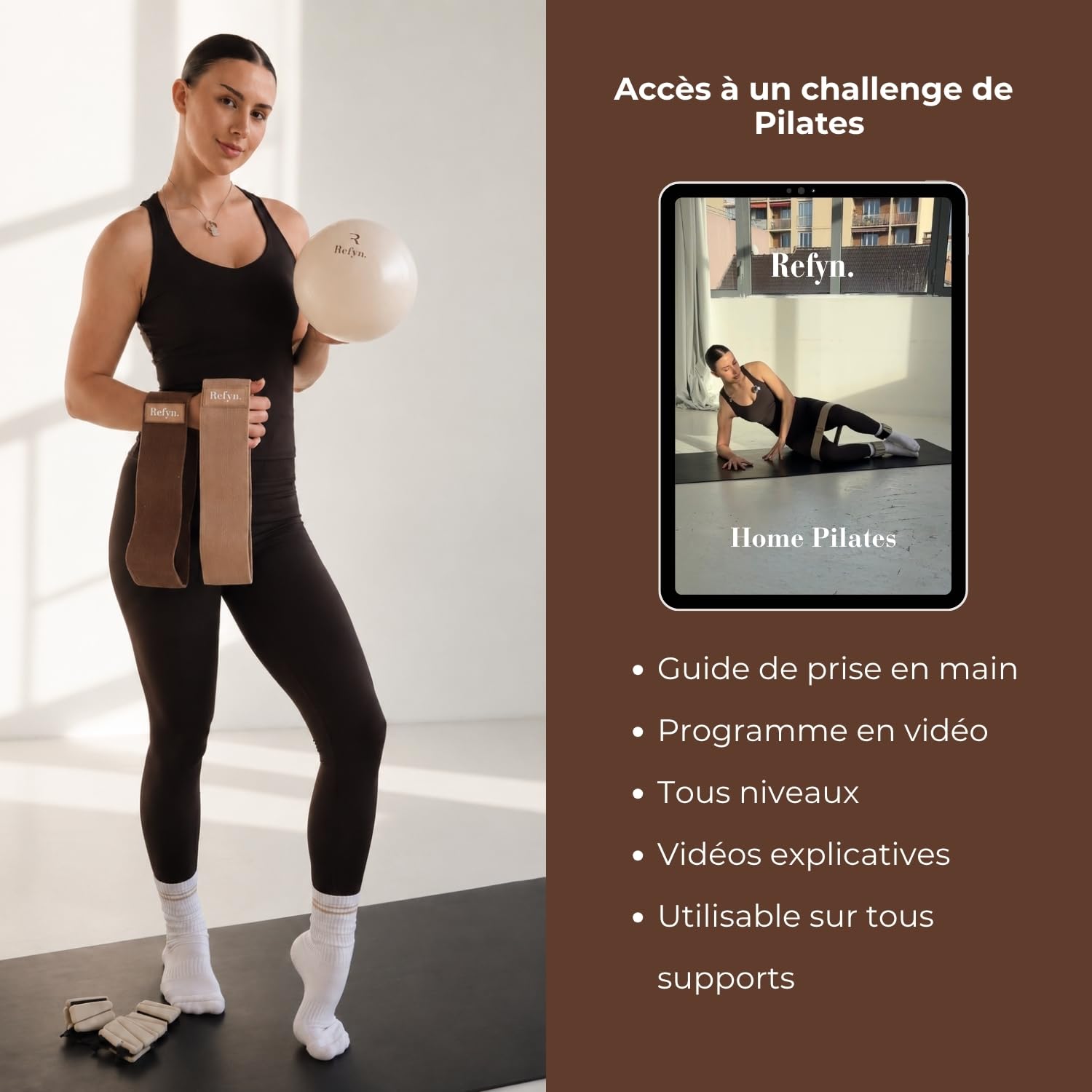 Kit Pilates Maison avec Poids Chevilles, Anneau, Bandes Résistance, Ballon, Cercle - Fitness, Yoga, Musculation