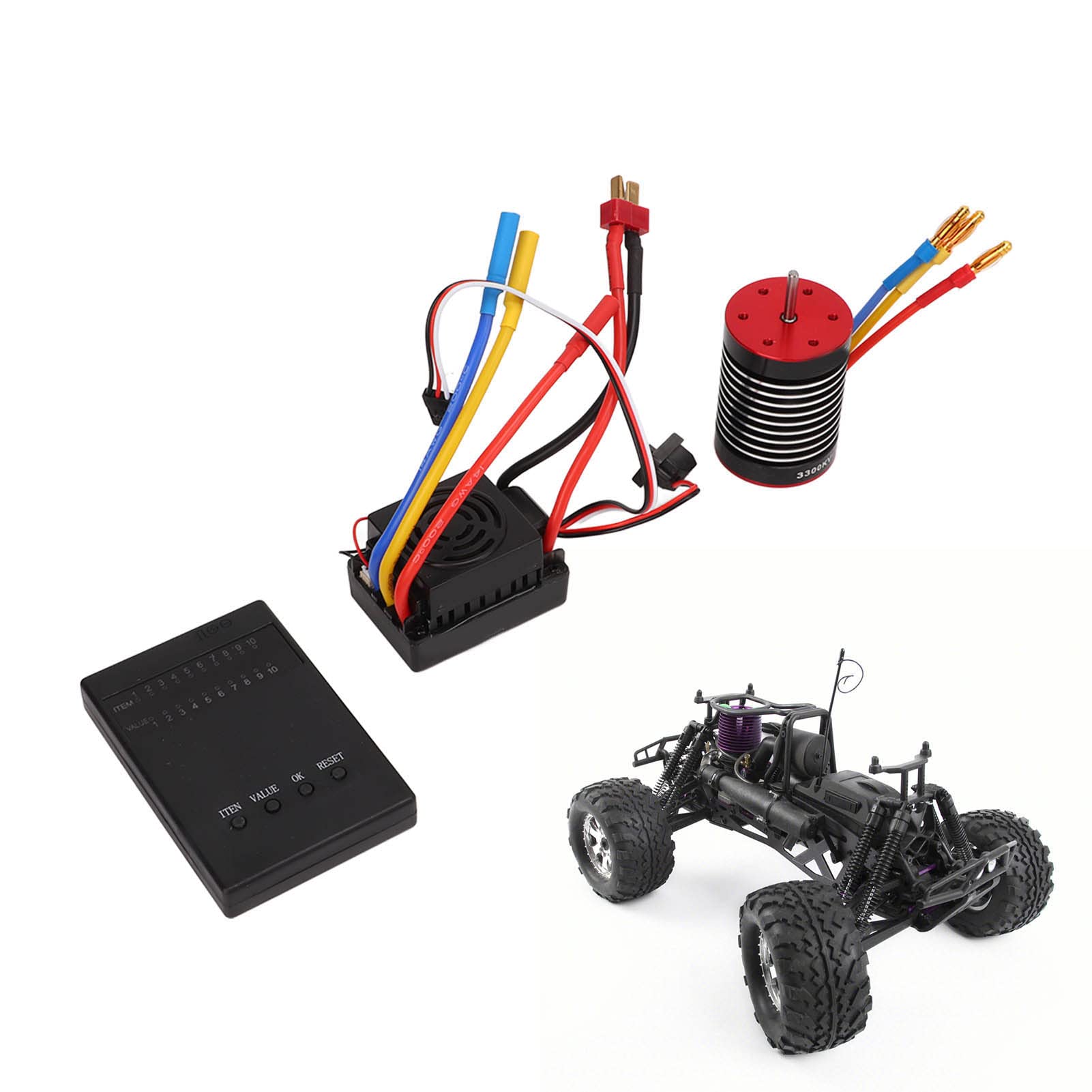 SUNGOOYUE Motor sin Escobillas RC, Motor sin Escobillas F540 3300kv + 60a Impermeable ESC + Kit Combinado de Tarjeta de Programaci¨®n para Coche de Control Remoto 1/10