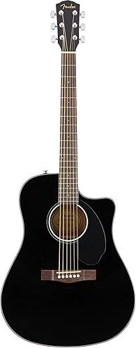 Miniatura 2 de Fender CD-60SCE - Guitarra acústica y eléctrica, paquete negro con estuche, cable, afinador, correa, cuerdas, púas, DVD instructivo de Austin Bazaar