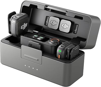 DJI Mic 3 (2 TX + 1 RX + Charging Case), Wireless Microphone for iPhone/Camera/Android, Ultralight, Adaptive Gain Control for Balanced Volume, Dual Band Anti-Interference, 28hrs Use, Vlog