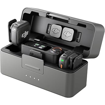 DJI Mic 3 (2 TX + 1 RX + Charging Case) Pin Microphone for iPhone/Camera/Android, Ultra-Light Wireless Microphone with Adapti