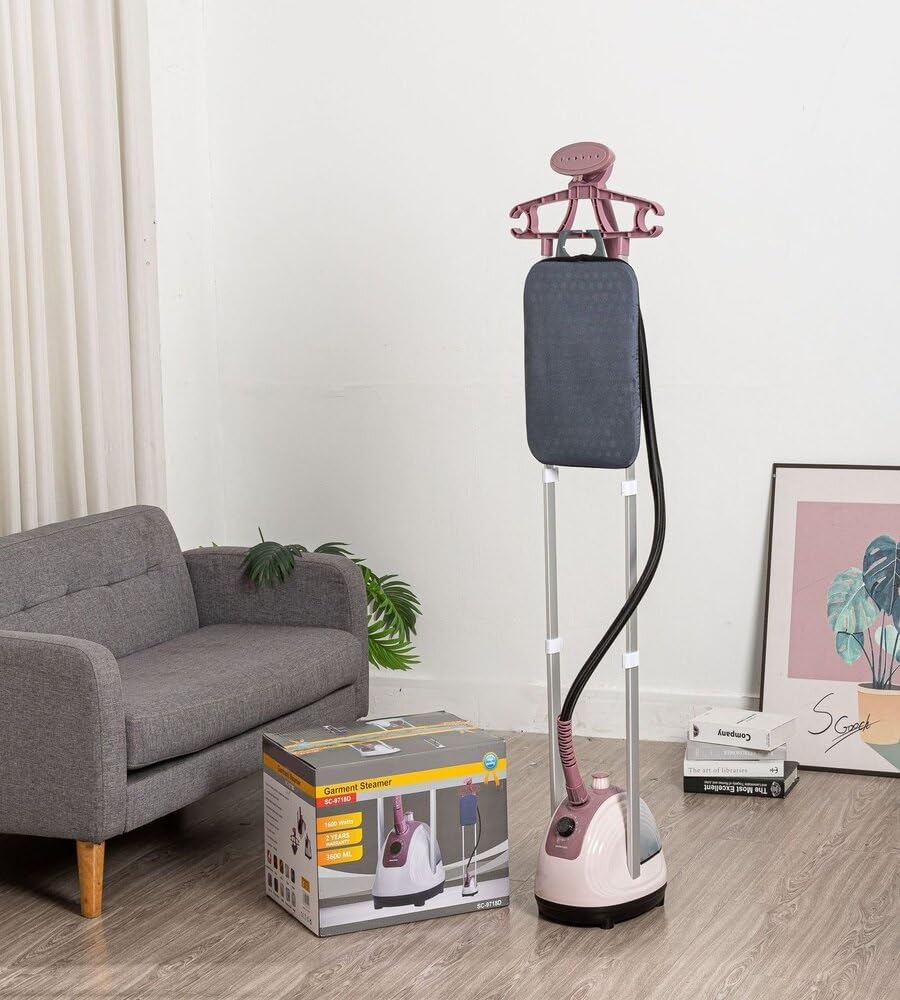 1600W Professional Garment Steamer – 3.6L Tank, Adjustable Ironing Board, Multi-Hanger, 90s Heat-Up, Kills 99.9% Bacteria – Home & Commercial Use