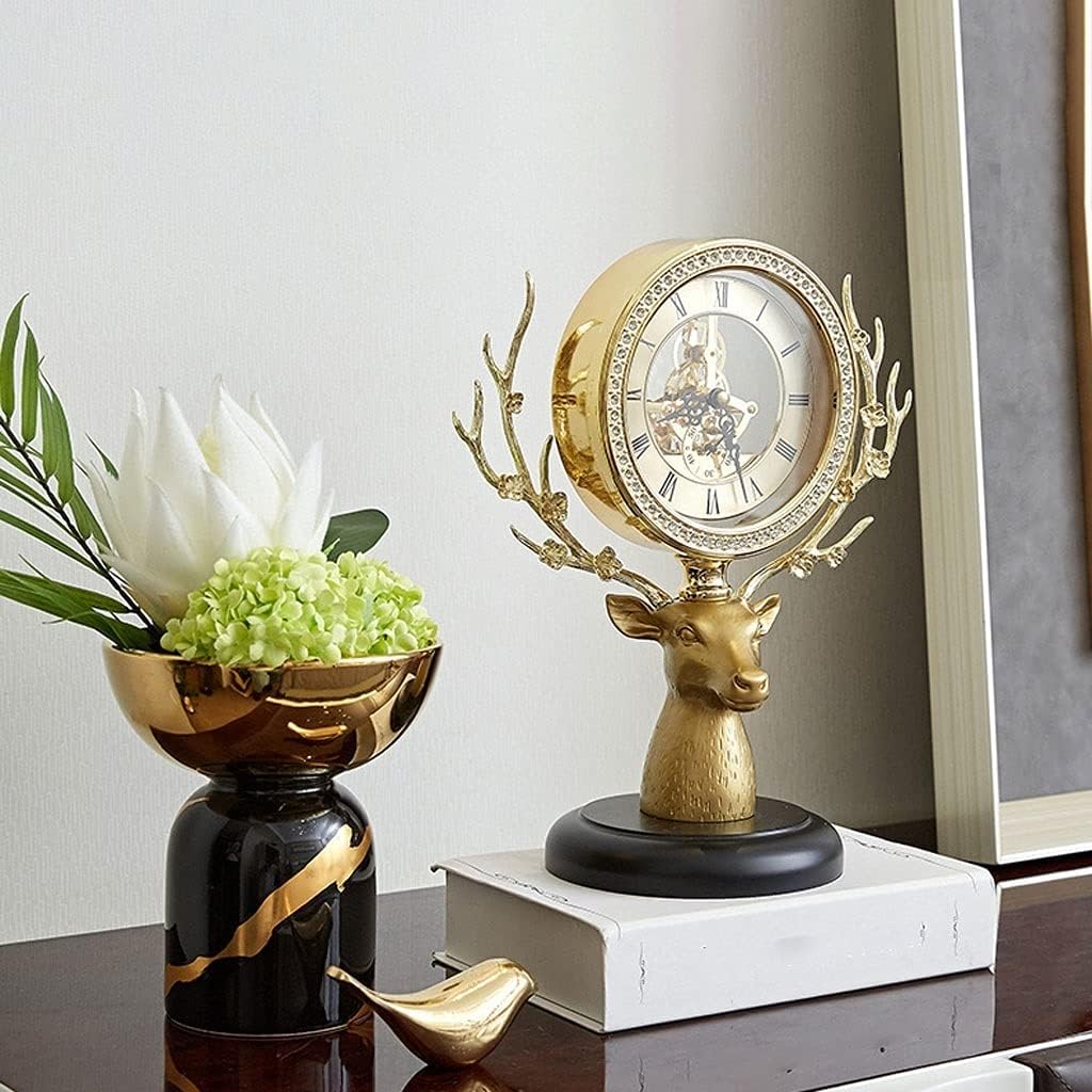 Desk Clock Clock European Alloy Desk Clock Desk Clock Desktop Table Clock Desktop Ornaments Suitable for Home Bedroom 11.41 Inches Seat Clock
