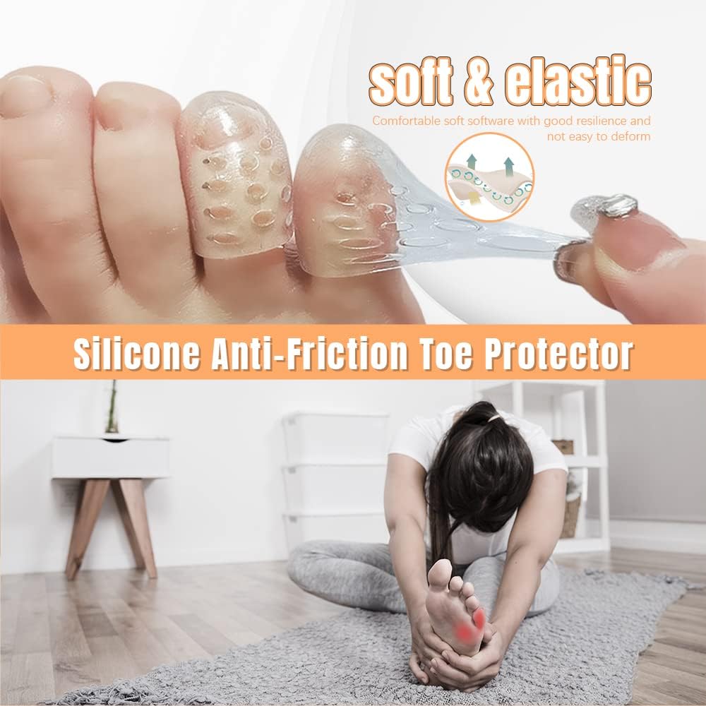 Lot de 40 protections d'orteils en silicone anti-friction 2025 - Respirantes - Pour homme et femme - Pour ampoules, callosités et cors