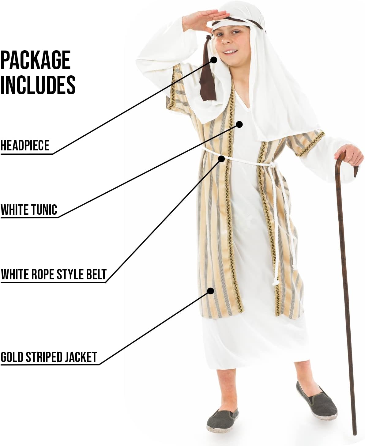 fun shack Shepherd Costume for Kids, Boys Shepherd Costume, Boys Christmas Costumes, Nativity Costumes for Kids - Image 3