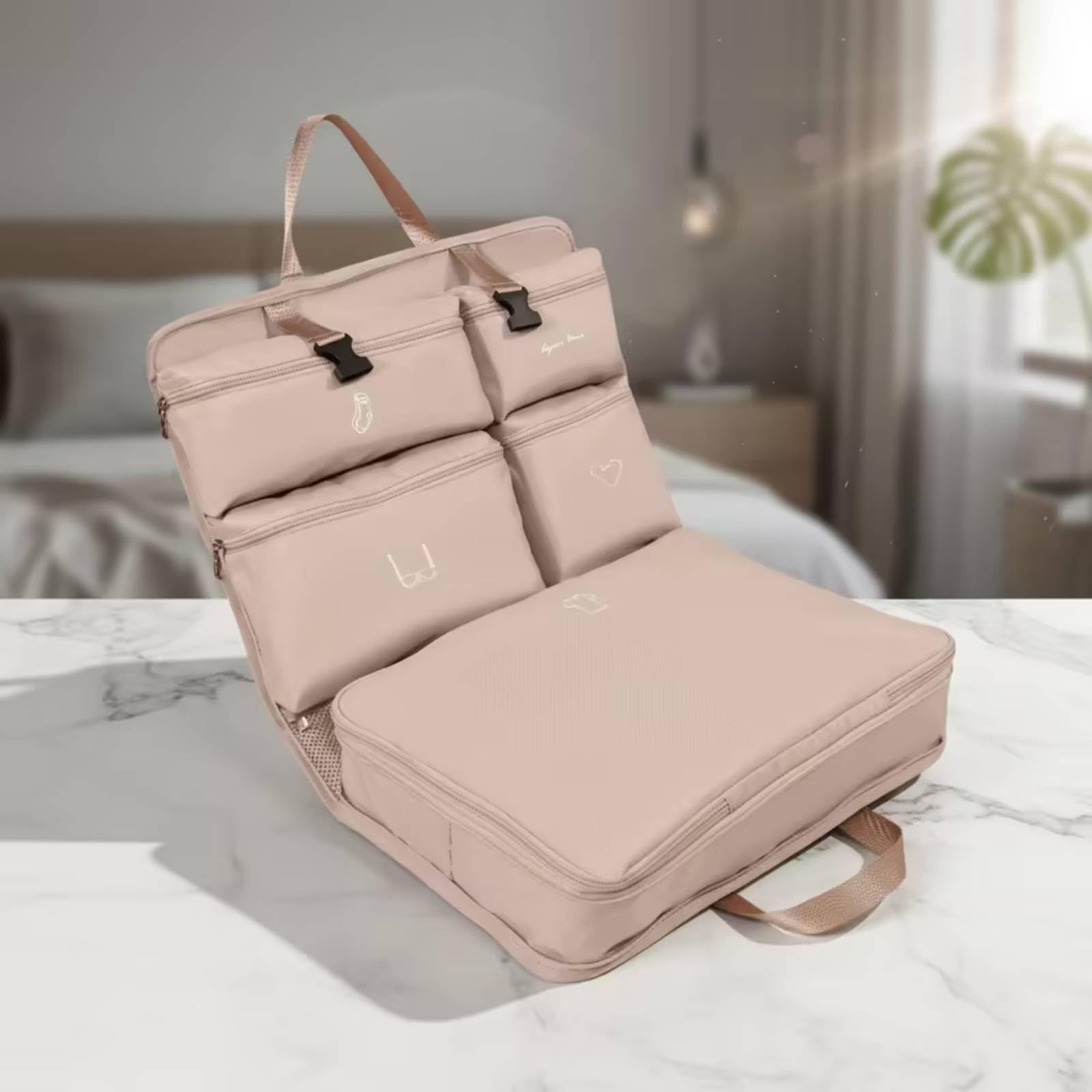 Qianly Borsa Organizer da Compatto Borsa Salvaspazio con Cerniera Pratico Organizzatore Valigia per Weekend, Nero