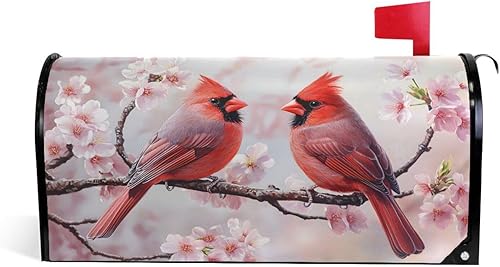 ALAZA Spring Flowers Birds Cherry Blossom03 - Cubierta magnética para buzón para jardín, patio, decoración del hogar para exteriores, tamaño