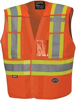 Pioneer V1020951-L/XL Tear-Away High Visibility Safety Vest, Orange, L/XL