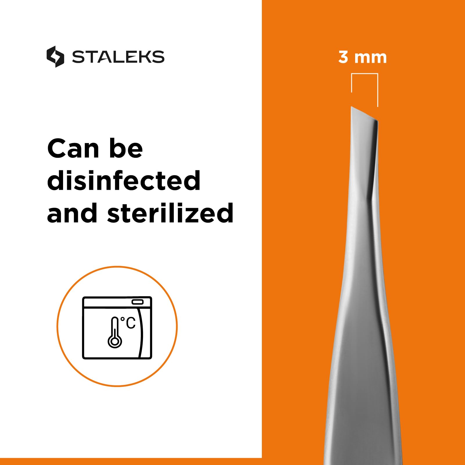 Staleks Pro Expert, Pinzas Profesionales de Cejas en Acero Inoxidable, Afilado Manual, Compactas, TE-20/4