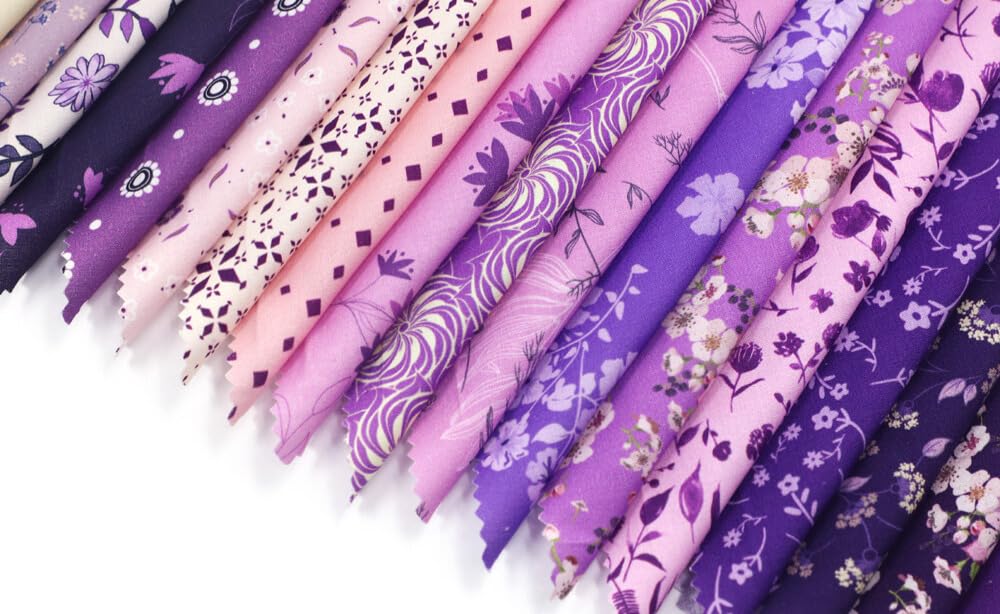 Craftsfabrics Purple Floral Charm Pack 5" Squares Cotton Fabric Printed Fabric For Quilting Diy Patchwork And Sewing Craft (Purple Floral)