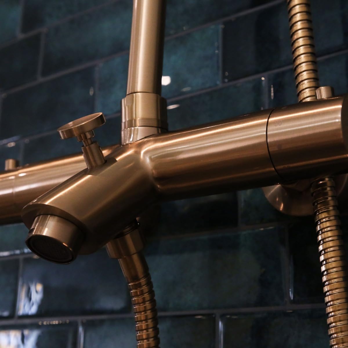 Essebagno Luisa II 250 colonne bain-douche thermostatique cuivre brossé