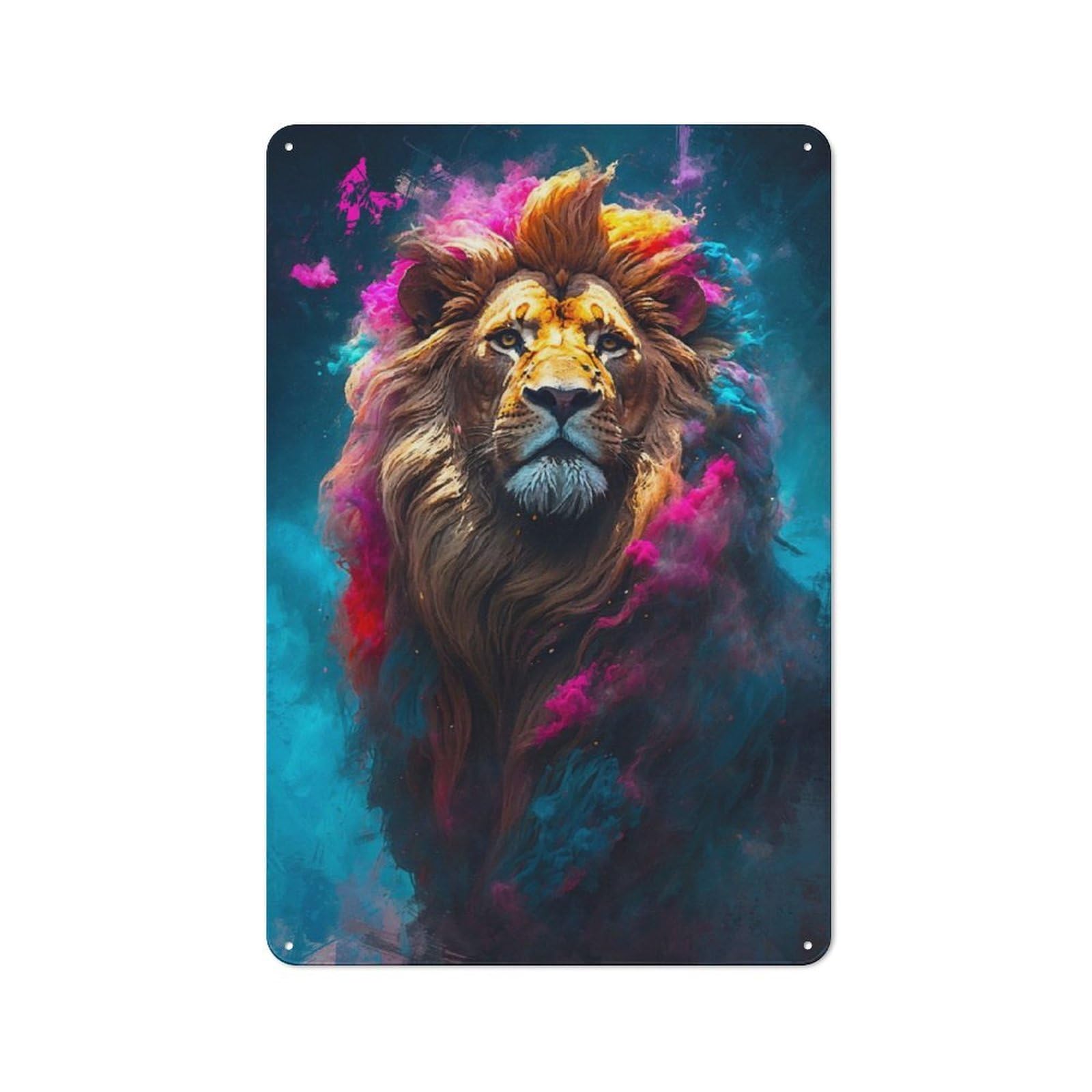 Junmoney Regal Lion Retro Metal Wall Sign 30X20cm For Guest Room Or Hallway, New-Space Wall Decor For Home Decor Collectors