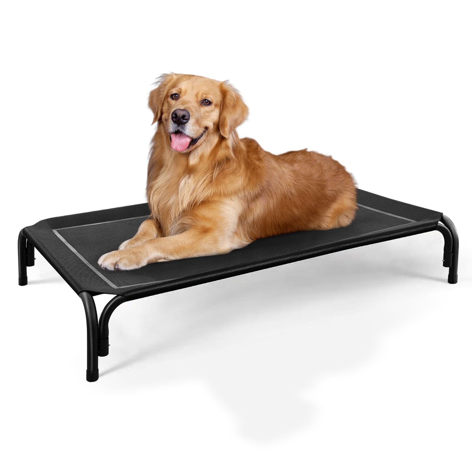 DOPEDIO Raised Dog Bed Black XL Size Cooling Breathable Elevated Pet Bed Outdoor for Travel and Garden