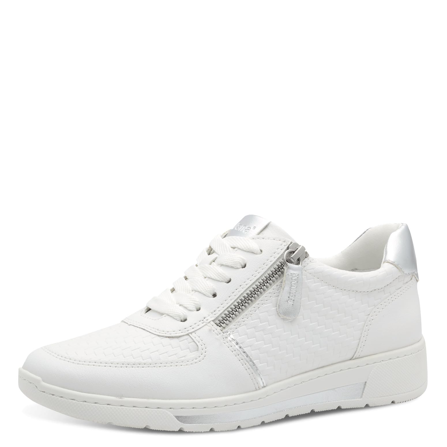 Jana Women’s Flat Sneakers Low Top Vegan, White/Silver, 7,5 UK