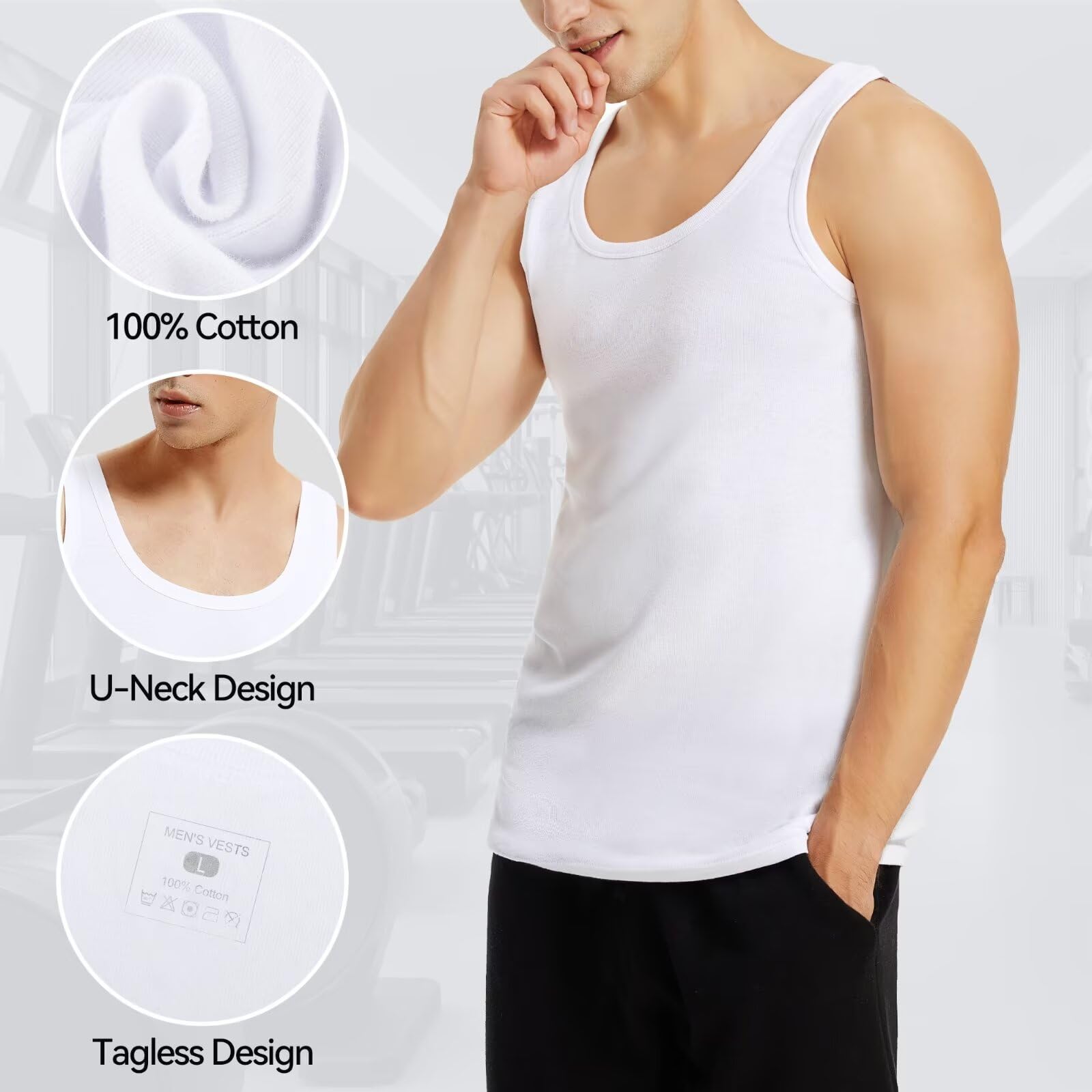 IceReco Canottiera Uomo 100% Cotone (Pacco da 5) Canotta Uomo Palestra Running Sportive Canottiere, Bianco Nero Grigio Marino Oliva, S-5XL