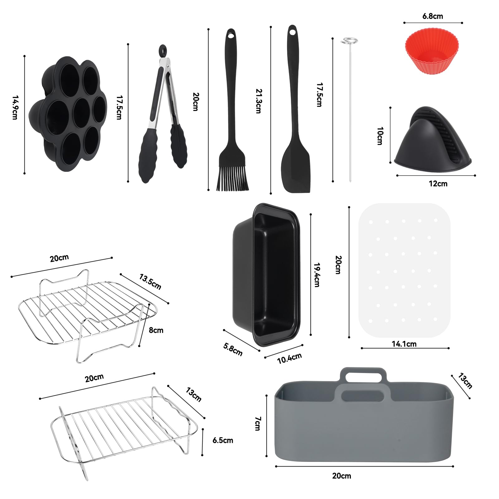 Accessori per friggitrice ad aria, 17 pezzi, grigio