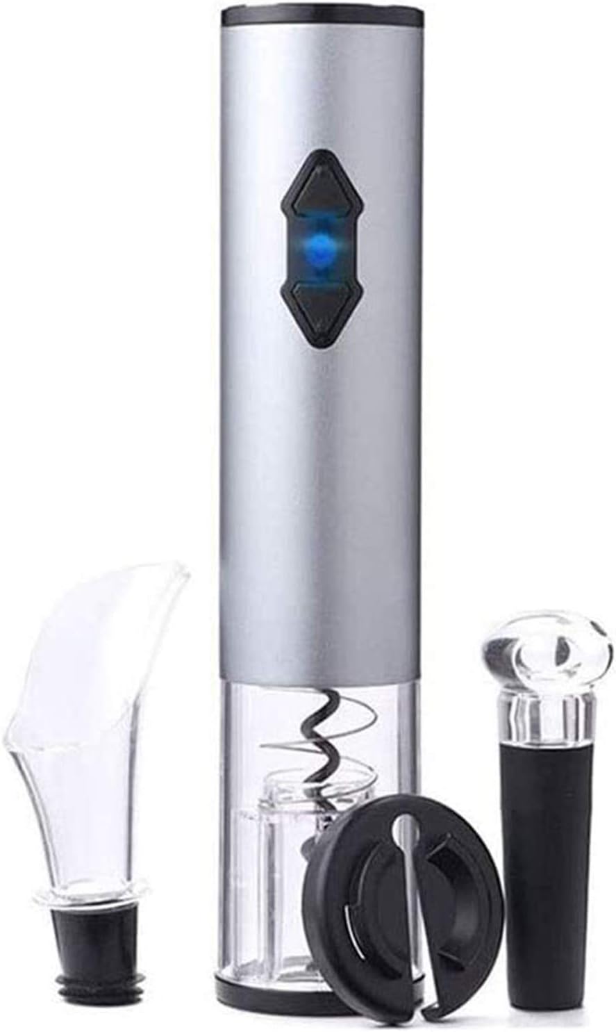 Electric Wine Opener with Foil Cutter Stopper Wine Aerator Pourer, Battery Powered Automatic Wine Corkscrew, One-click Button Electric Corkscrew Rechargeable Wine Bottle Openers with LED light