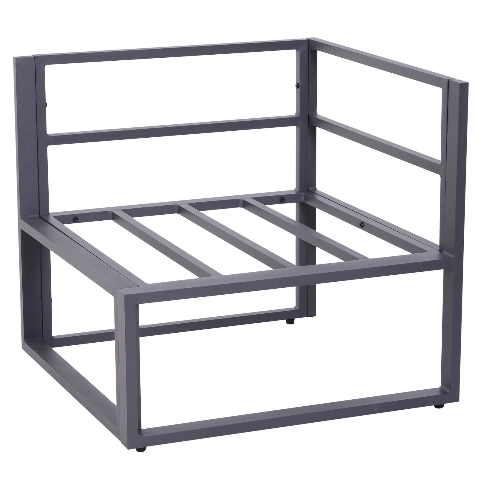 Outsunny 6-TLG. Gartengarnitur Gartenset mit Kissen für 4–5 Personen Grau | Gartensofaset Sitzgruppe Gartenmöbel, Alu+ Polyester + Hartglas, 4 x Sessel, 1 x Ecksofa, 1 x Beistelltisch