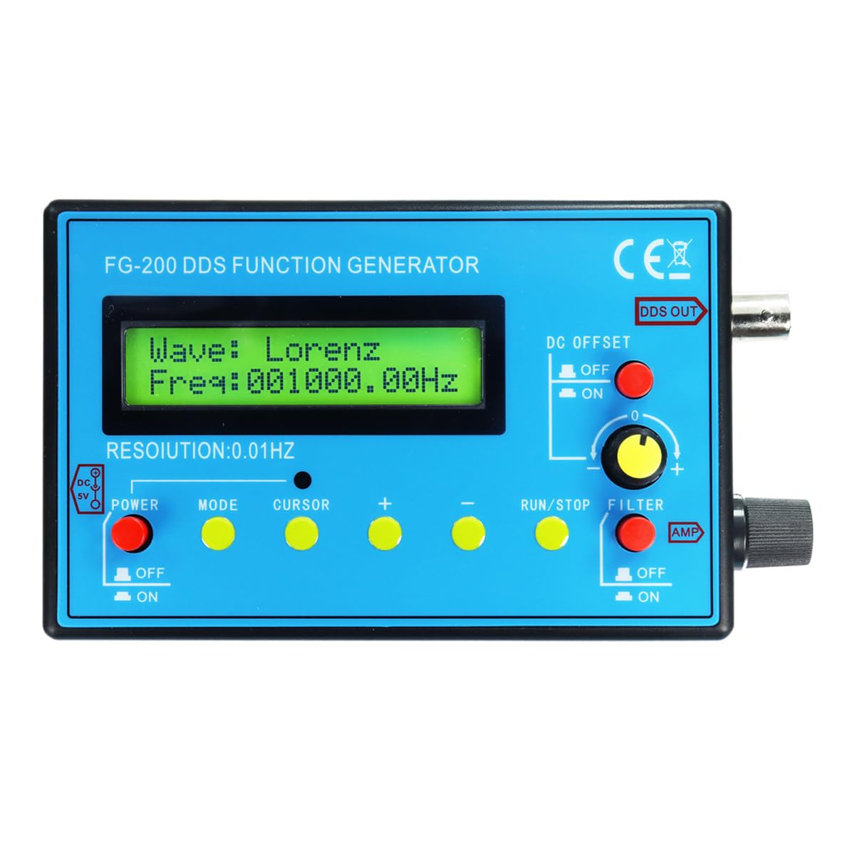 Generador de señales con función DDS FG 200, módulo de Fuente de señal de 0,01 Hz a 500 KHz para Pruebas de Audio