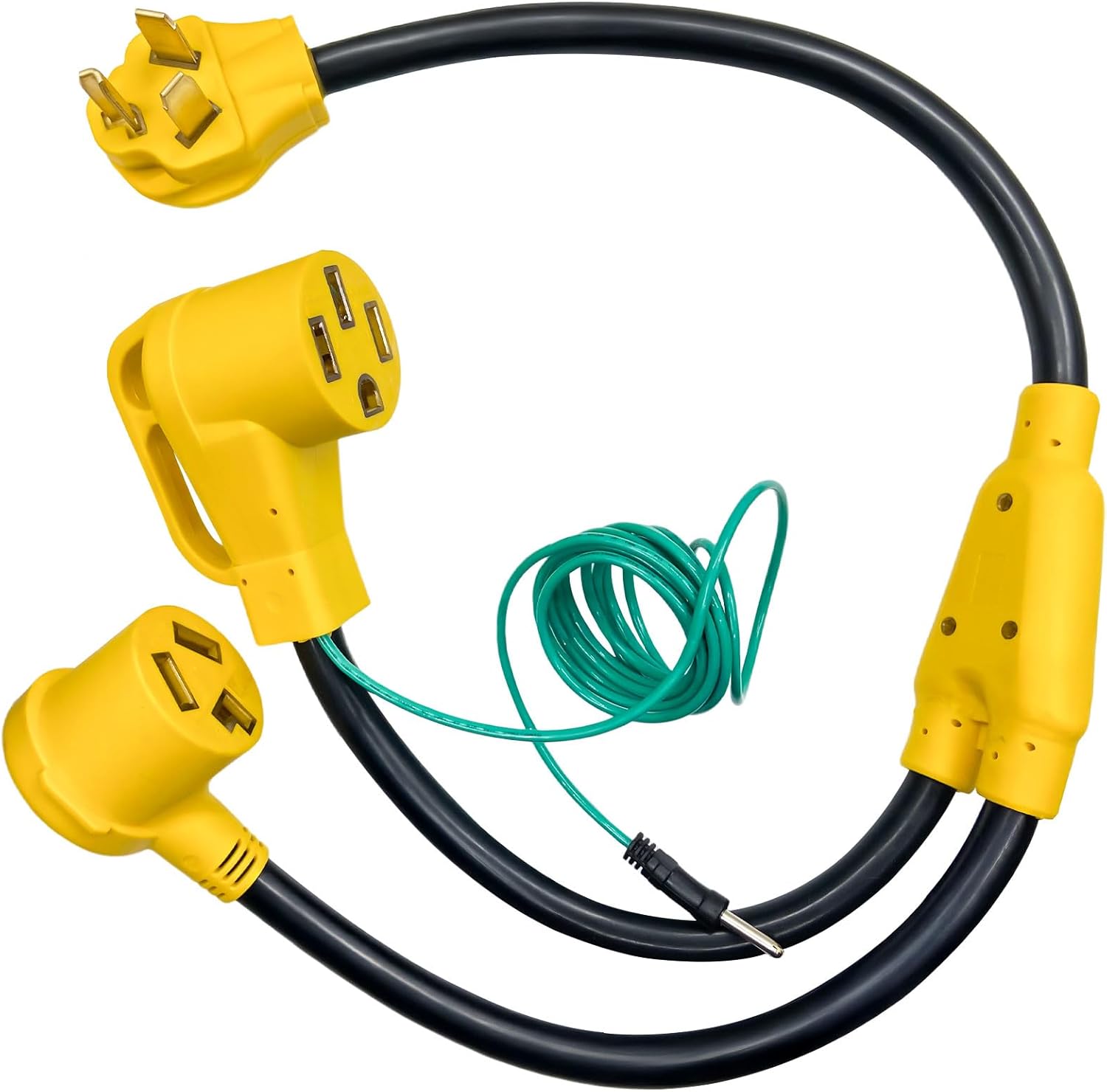 Upgraded NEMA 10-30P Male to 10-30R & 14-50R Y Splitter Cord Adapter, 30A 10-30 Dryer Plug to 10-30 & 14-50 Outlet with Safety Ground Wire, 10AWG STW Heavy Cable for Dryer & EV/RV (3FT, ETL Listed)