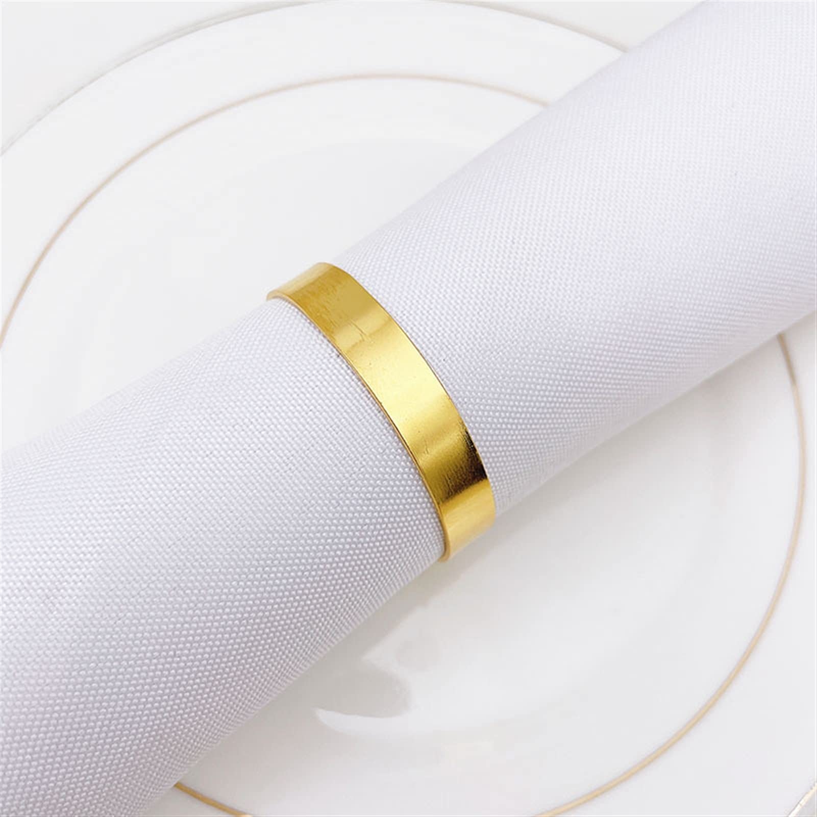 servilletero 10 unids Hotel Simple Ring Metal Napkin Hebilla Anillo de servilleta Anillo de servilleta Anillo (Color : Gold)