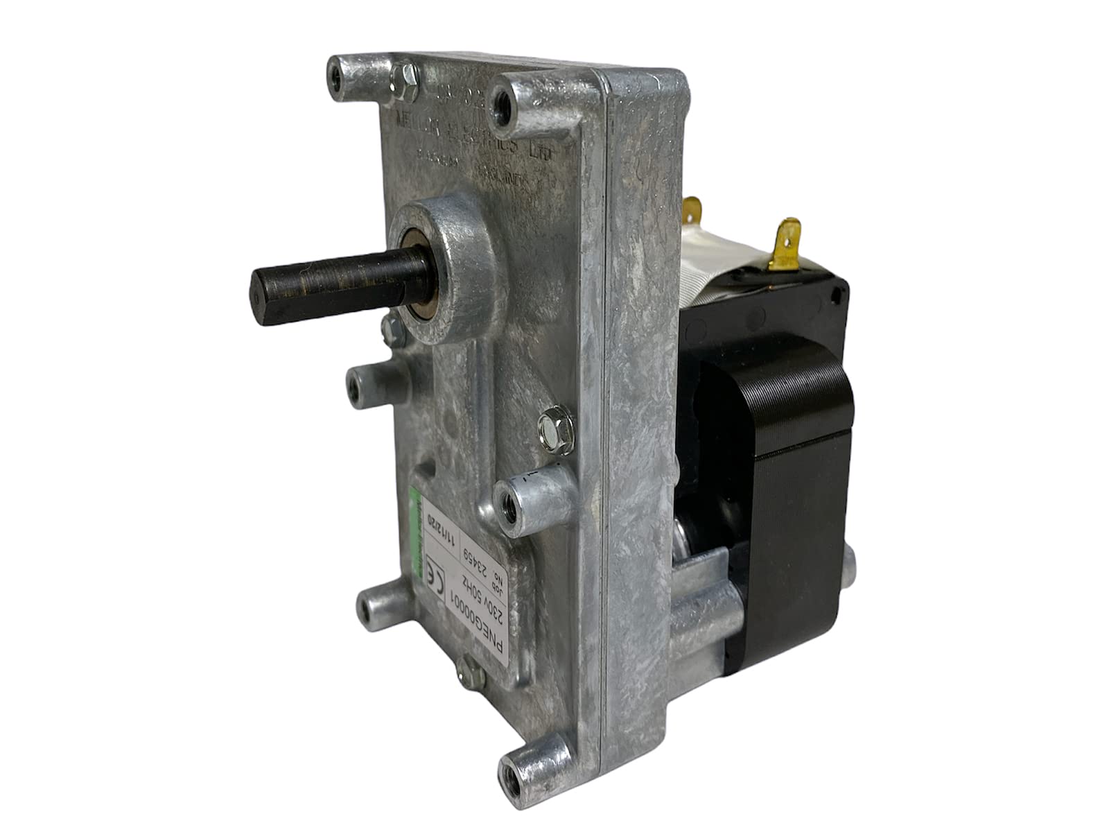 ERICAMBI, Motoriduttore FB1231 Mellor Serie T3 per Stufe a Pellet, Velocità 2rpm, Pacco Lamellare 32mm, Ø Albero 9,5mm, Senso di Rotazione Oraria, Spianatura Singola, Adler Arce Ecoteck