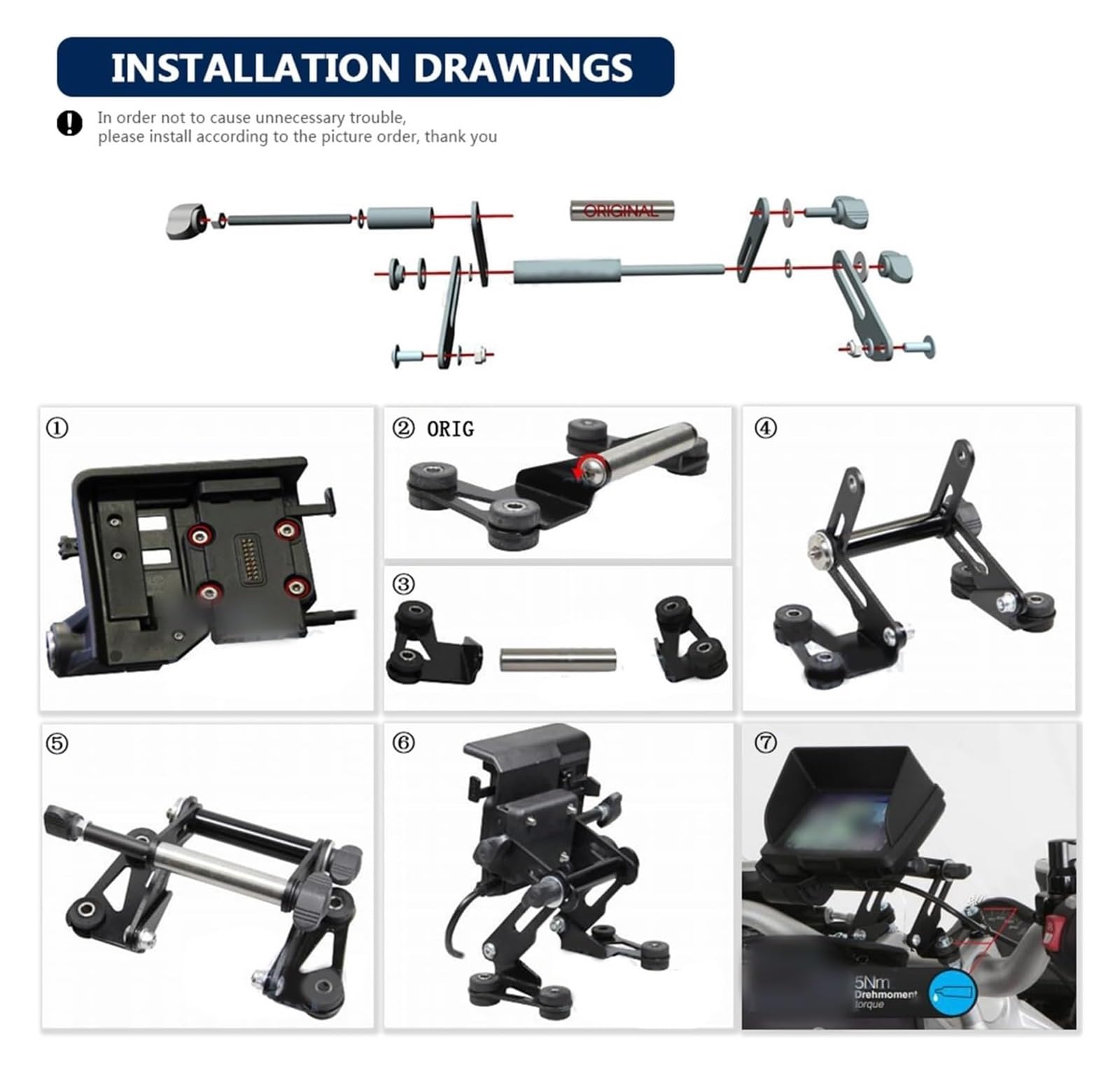 Per B&MW G 650 X Moto Supporto Per Telefono Estensibile Regolabile Supporto Per GPS Supporto Per Telefono Navigazione GPS Staffa Bordo(12MM bracket)