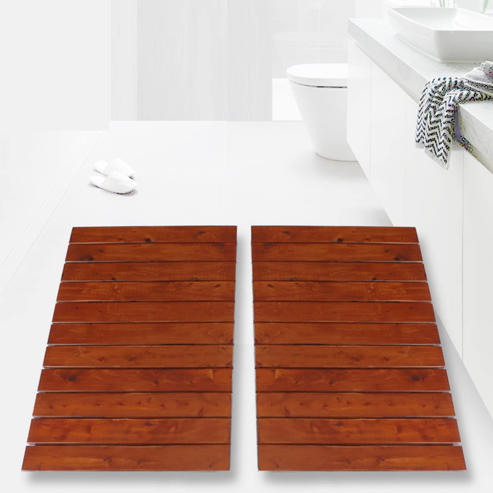 Tappeto Doccia in Legno di Lusso,Pedana per Doccia Naturale,Grata Doccia Legno Ecologico,Tappeto Antiscivolo Doccia,Pedana in Legno Rettangolare,per Pavimento del Bagno (85x50cm/33x20in)