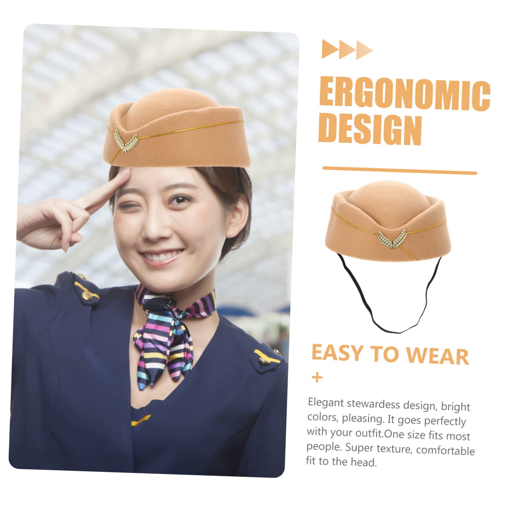 5piezas Sombrero De Azafata Para Disfraces De Aerolínea Accesorio De Cosplay Para Fiestas y Eventos Textura y Confortable