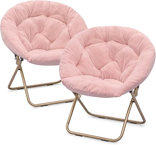 Miniatura 10 de Magshion Silla redonda plegable de gran tamaño con platillo de luna para adultos, silla grande y acogedora para dormitorio, color burdeos