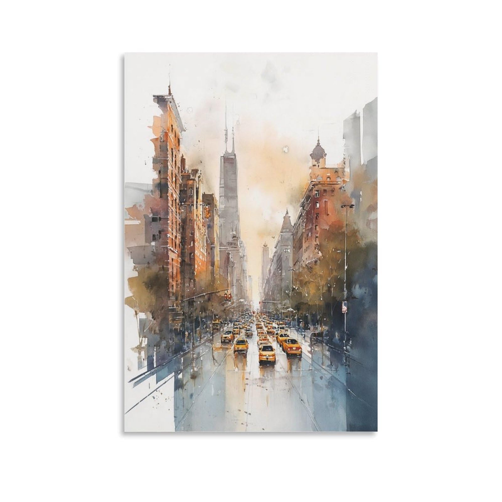 XWYMXZ Los Angeles Watercolor 20x30inch(50x75cm) Vintage Travel Poster Watercolor Canvas Art