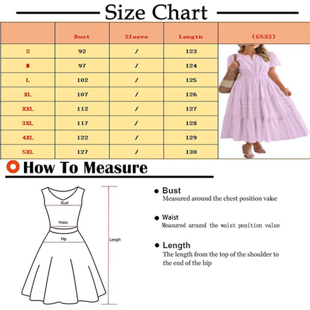 Vestidos Largos Casuales de Verano para Mujer, Ligeros, de Manga Corta, Cuello en V, Cintura elástica Fruncida, Vestido Largo Fluido con Bolsillos