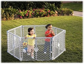 North States Industries State IND 8666 Grey 6 Panel Play Gate, White