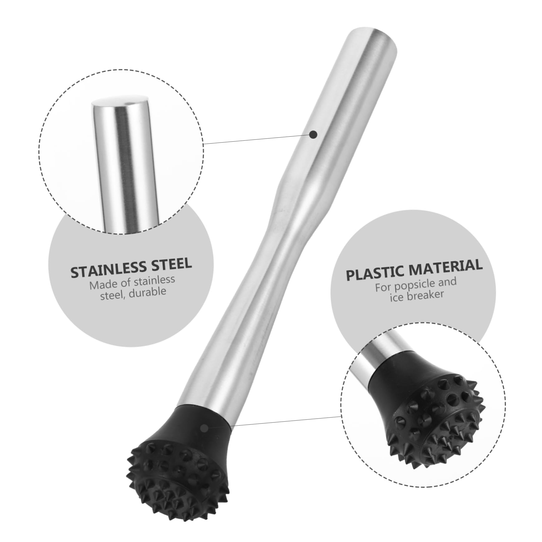 CIYODO Ice Bar Making Tool Muddling Tool for Drinks Cocktail Stirrer Stainless Steel Pestle