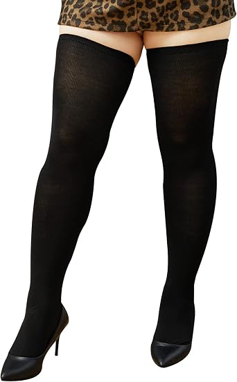 DRESHOW Plus Size Women Thigh High Socks Striped Over Knee Long Boot Stockings Knee High Socks Leg Warmers