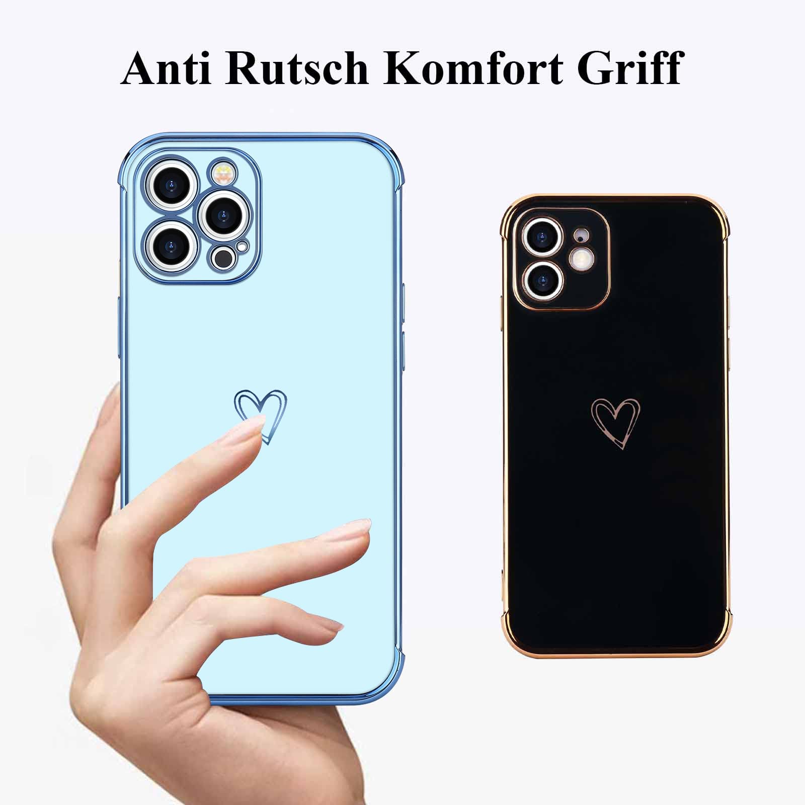 Lafunda Cover Compatibile con iPhone 12 Pro Max Custodia con Protezione fotocamera Sottile Morbido TPU Silicone Antiurto Protettiva Case amore cuore Paraurti per Donne per iPhone 12 Pro Max Rosa