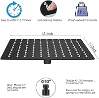 Vista 10 de Cabezal de ducha de lluvia con brazo de extensión ajustable de 11 pulgadas, cabezal de ducha cuadrado grande de acero inoxidable de alto flujo