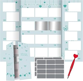Rubbel Adventskalender Paare,ICH Liebe Dich DIY Befüllen Überraschungs Rubbellos Karte,24 Aufgaben zum Vorfreuen auf Weihnachten,mit Stift und Glücksmünze for Pärchen Liebe Freundin Freund