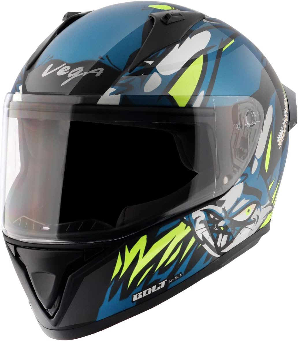 Vega Bolt Bunny Full Face Helmet Black Blue, Size M(5758 cm) Amazon.in Car & Motorbike