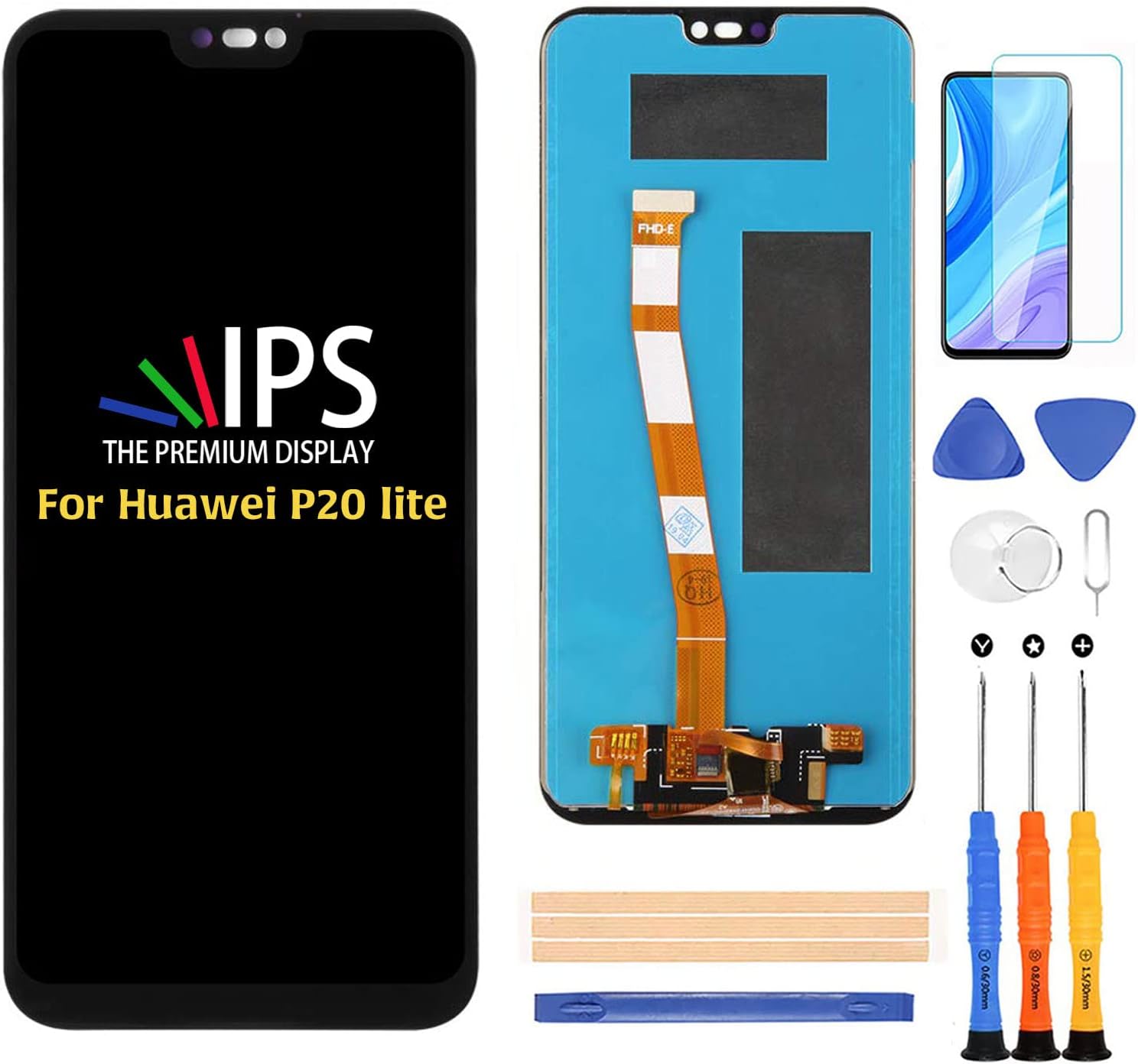For Huawei P20 Lite Screen Replacement, for Huawei P20 Lite/Nova 3e ANE-LX2 ANE-L22 ANE-LX1 LCD Display Touch Screen Digitizer Assembly Parts,with Screen Protector+Tools(Black)
