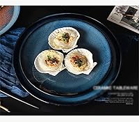 Vista 7 de Plato plano redondo de cerámica Platón para cena y cocina para plato principal de carne de espagueti, plato de aperitivos de frutas de 9 pulgadas