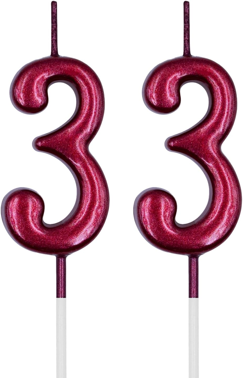 33rd Birthday Candles, Red Number 33 3 Candle for Cake, Happy Birthday Cake Topper Decoration for Birthday Anniversary Celebration Party Supplies